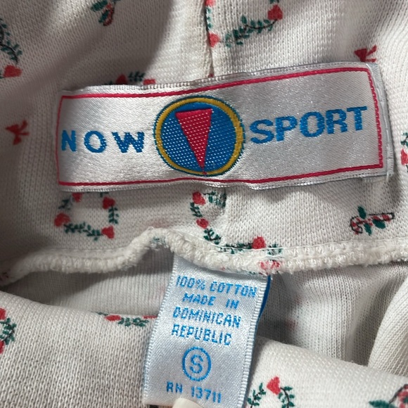 Vintage Christmas white turtleneck candy canes Hearts bows garland womens size S - Picture 8 of 9